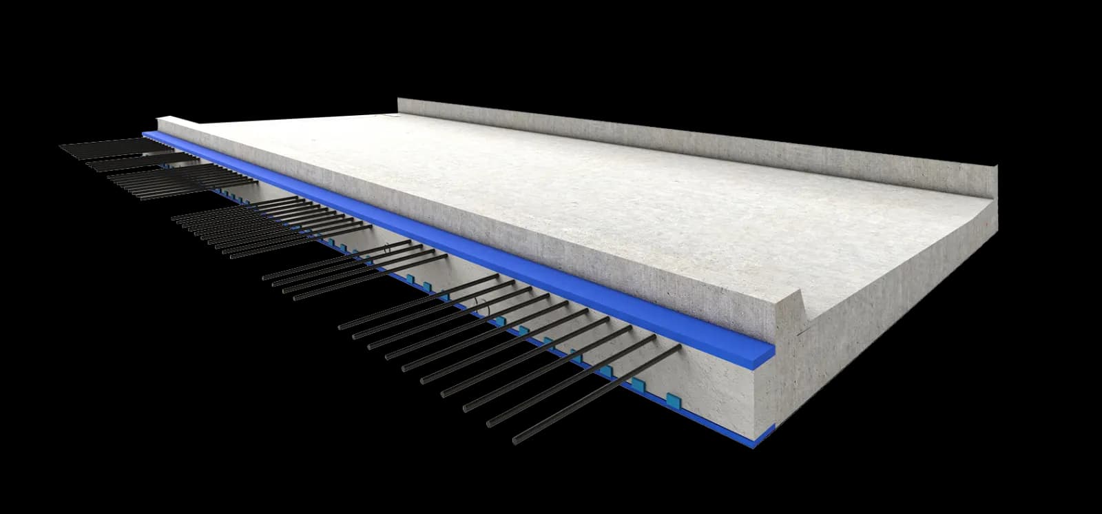 Visualisierung einer vorgefertigten Formee-Balkonplatte aus Sichtbeton