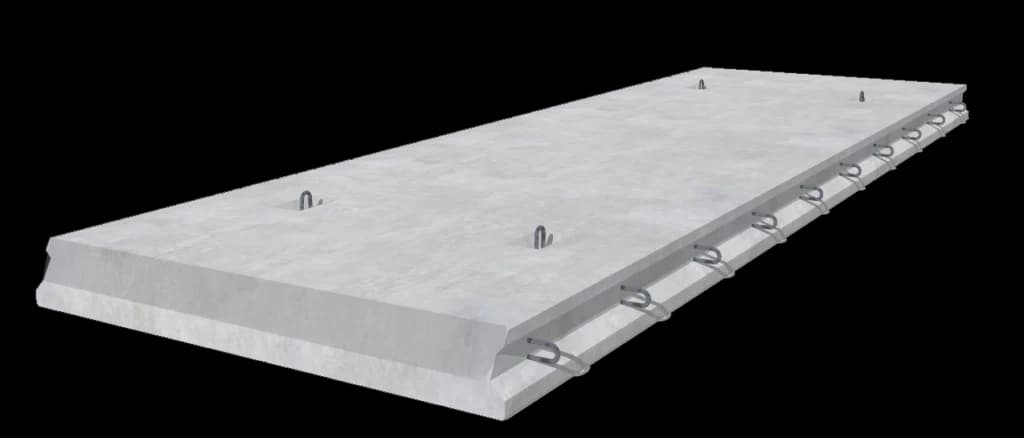 Visualisation of a Formee solid floor slab with a profiled joint lock and protruding reinforcement loops along the edge